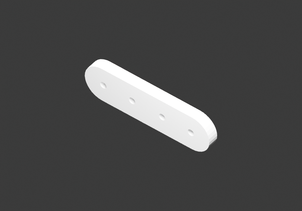 Representative rounded titanium plate CAD with four through-holes
